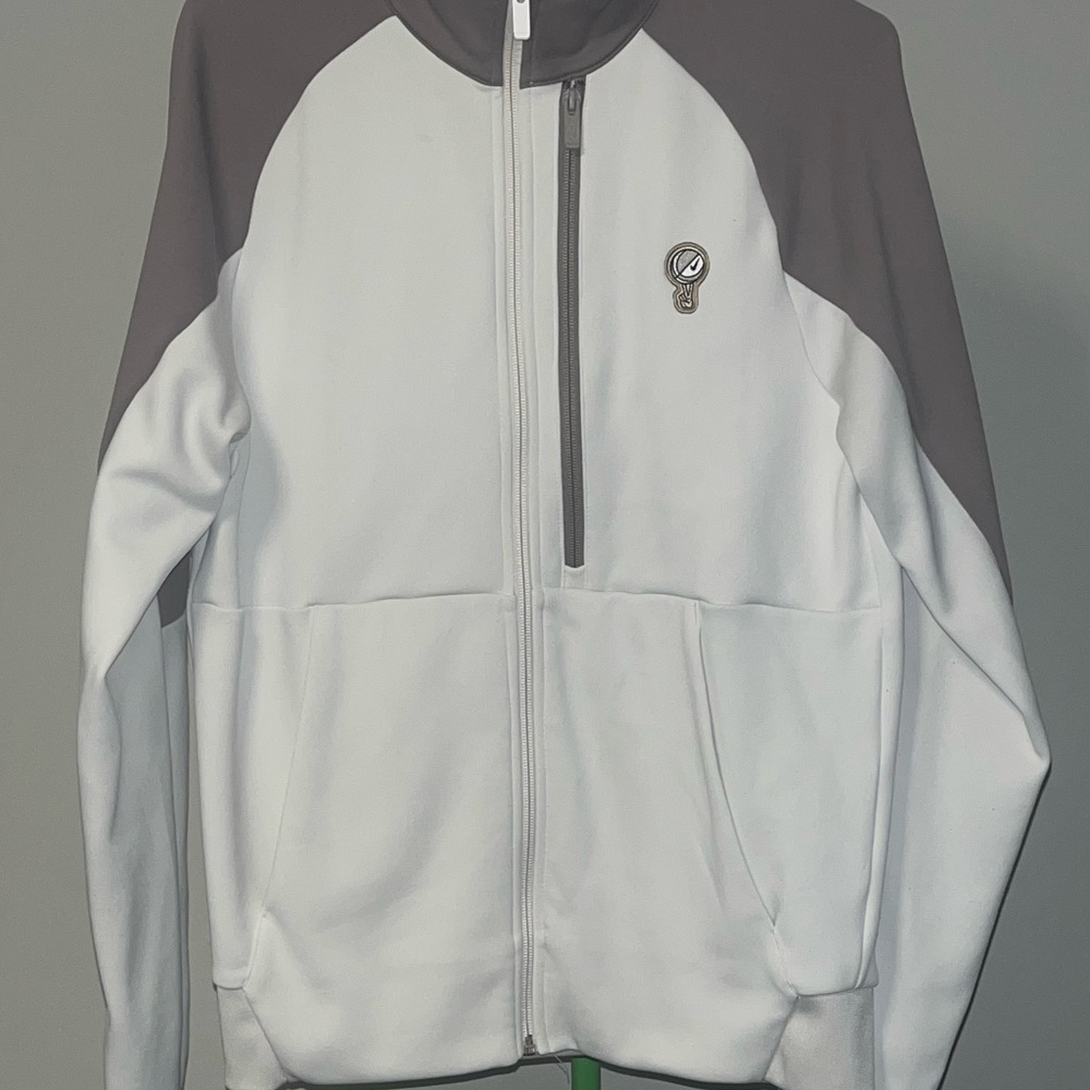 Nike Grayish Brown and White Zip-Up